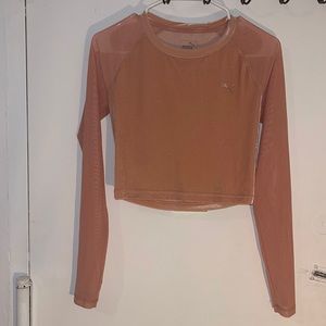 Puma Smalll Velvet Mesh Sleeve Top